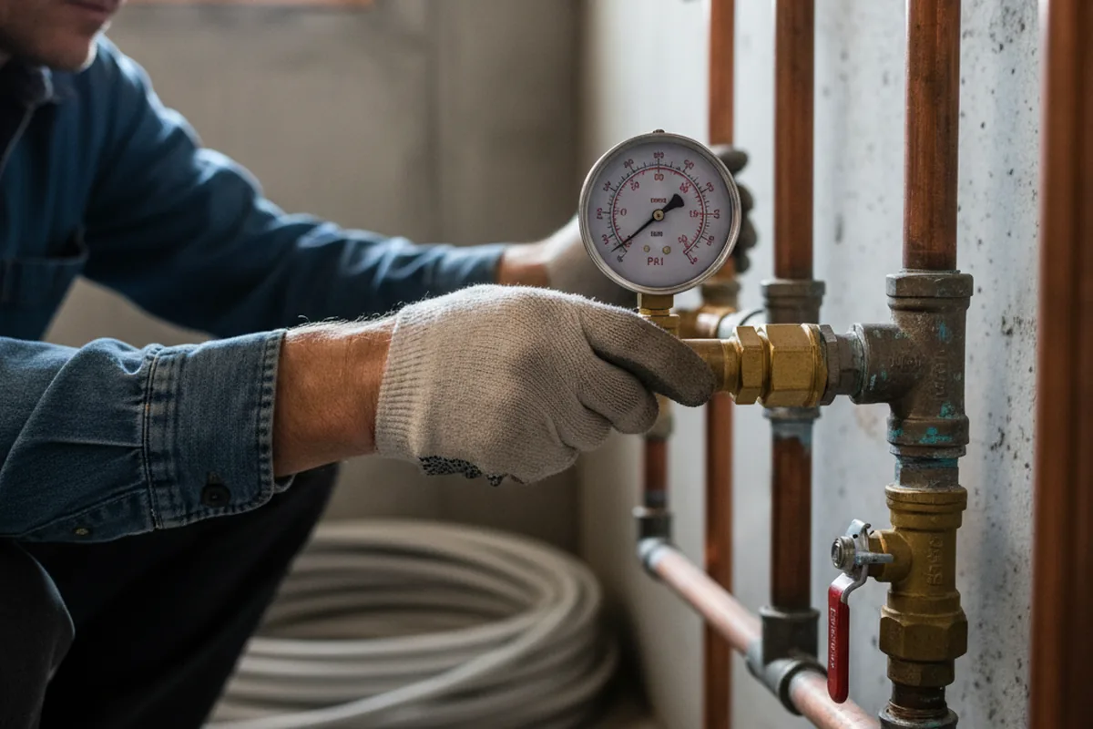 Pressure testing a repaired line during Water Line Repair in Pleasant Ridge